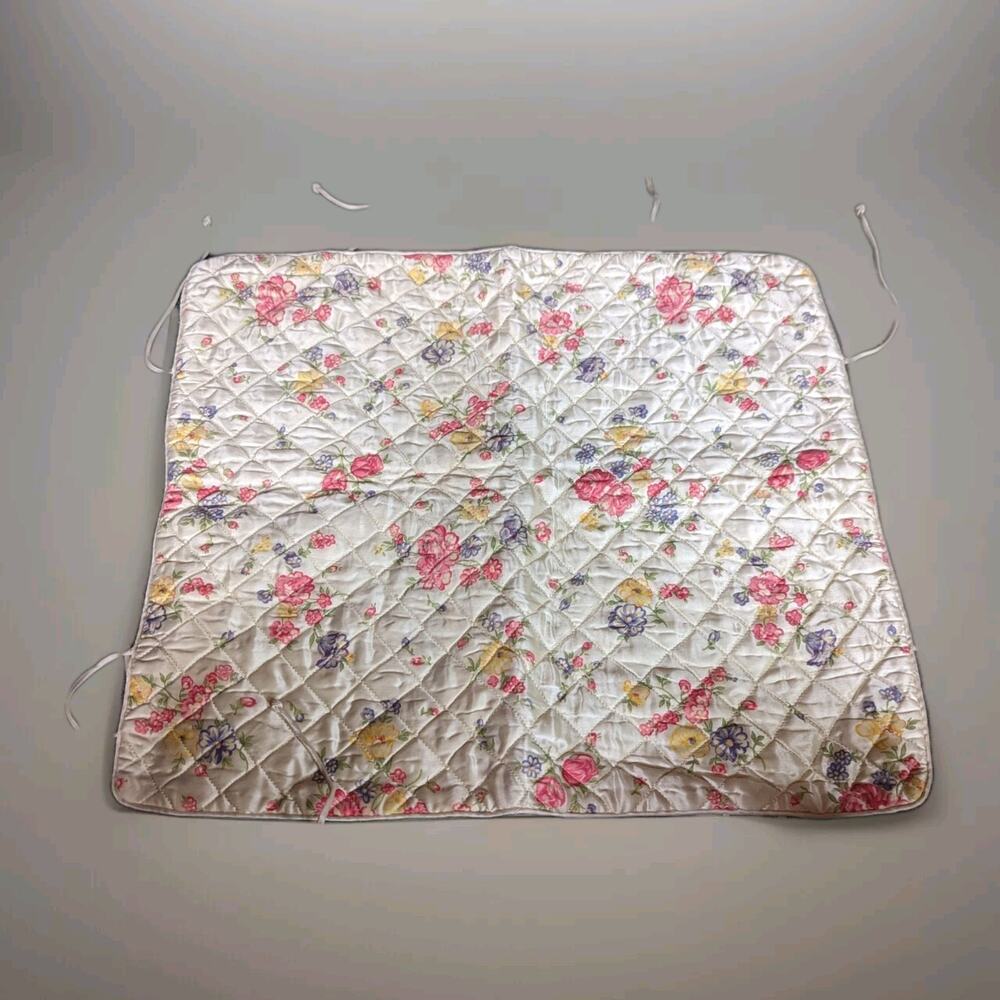 Vintage 1930s Quilted Cream SatinFloral Hot Water Bottle Cover